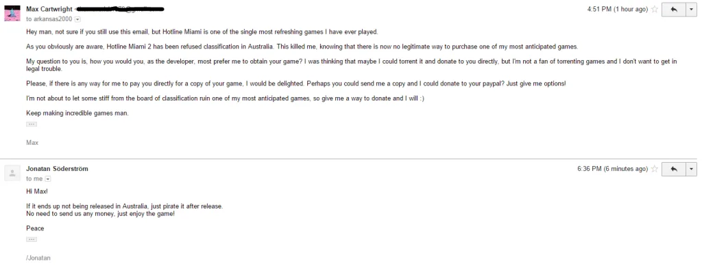 Hotline Miami 2 Email