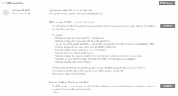 Mac OS X Yosemite 10.10.2 Update