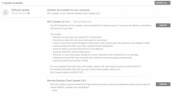 Mac OS X Yosemite 10.10.2 Update
