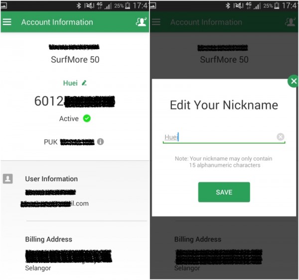 MyMaxis Account Information