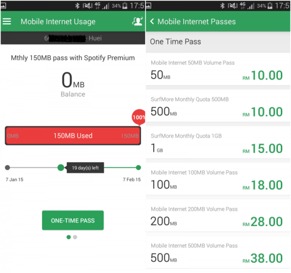 MyMaxis Mobile Internet Usage
