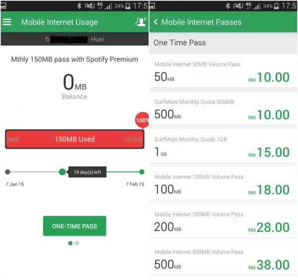MyMaxis Mobile Internet Usage