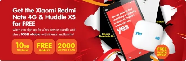 YES Free Redmi Note 4G Huddle XS Bundle