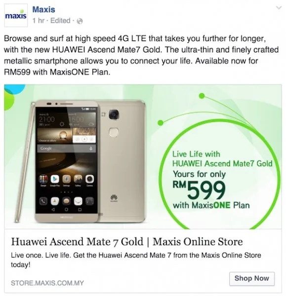 Maxis Huawei Mate 7