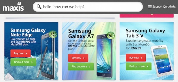Maxis Samsung Galaxy Tab 3 v and A7