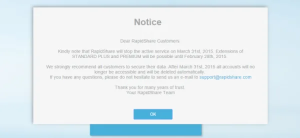 Rapidshare Closing
