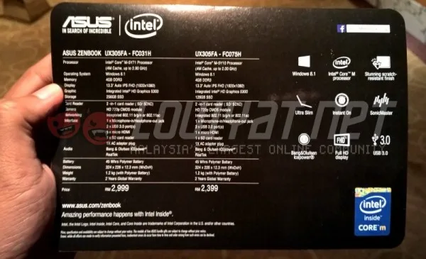 Malaysian Price and Specs for ASUS ZenBook UX305
