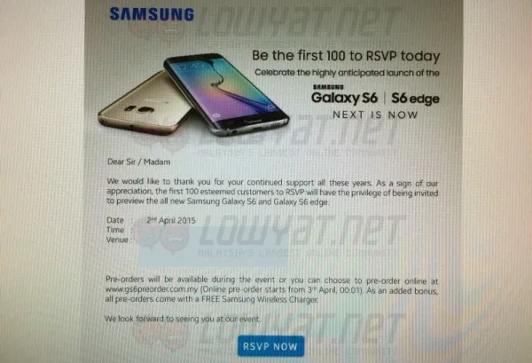 Samsung Galaxy S6 and S6 Edge Special Preview Invite