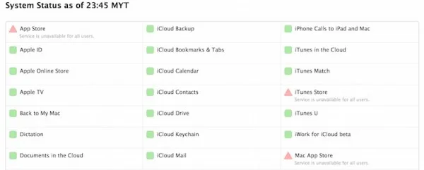 Apple Stores Down System Update
