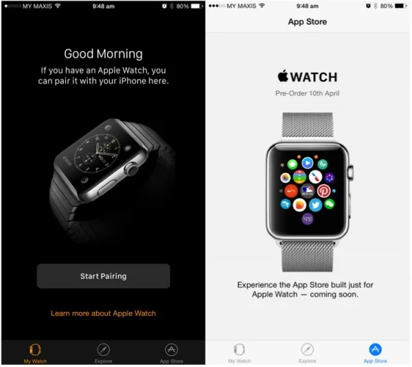 Apple Watch App on iOS 8.2