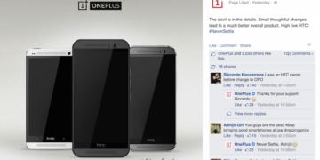 OnePlus Praises HTC One M9 on Facebook