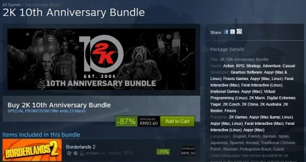 Steam 2k 10th anniversary bundle