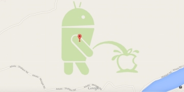 Android Logo Peeing on Apple Logo