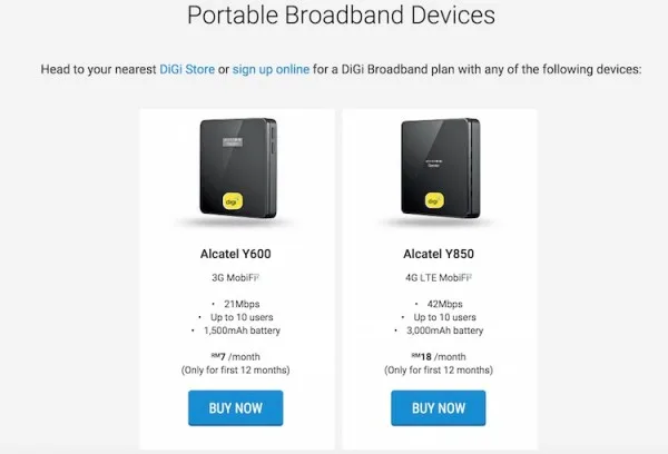 Digi Broadband 85 Broadband 105 MobiFi