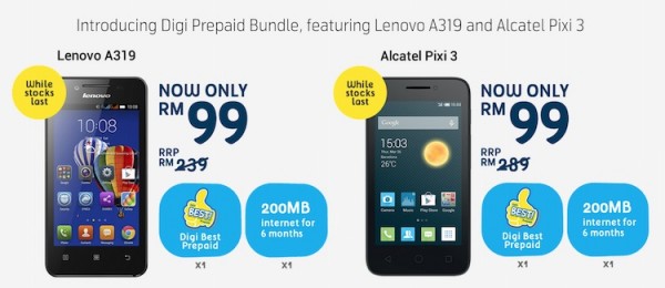Digi Prepaid Bundle Lenovo A319 and Alcatel Pixi 3