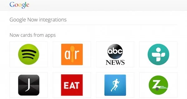 Google Now Integrations