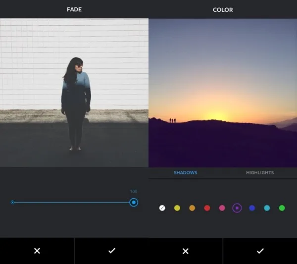 Instagram Color and Fade Tools