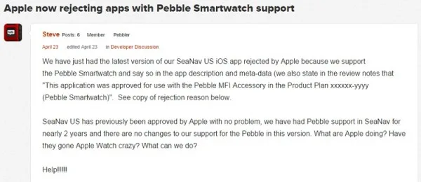 Pebble App rejected