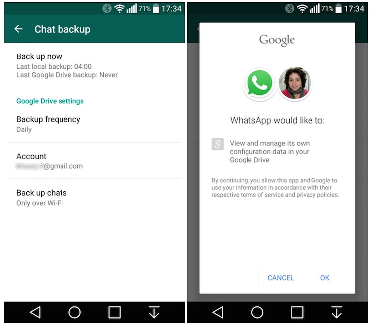 whatsapp google drive backup iphone