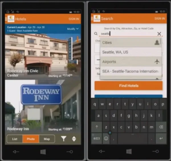 Windows 10 Best Hotels Android App