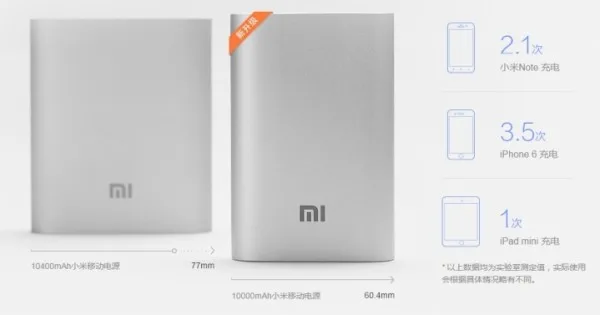 10000mAh Mi Power Bank Size Comparison