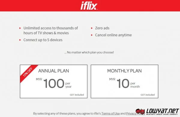 iflix Monthly Fee