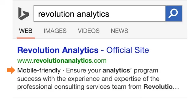 Bing Mobile Friendly