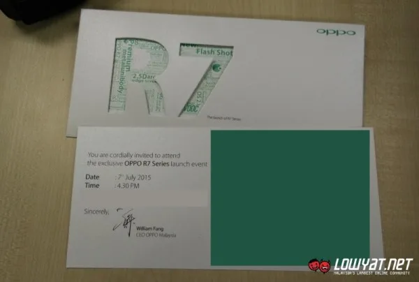 Oppo R7 Series Malaysian Launch Invite