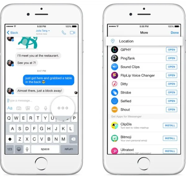 Facebook messenger Location Sharing 1