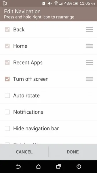 HTC One M9 Plus Edit Navigation Buttons