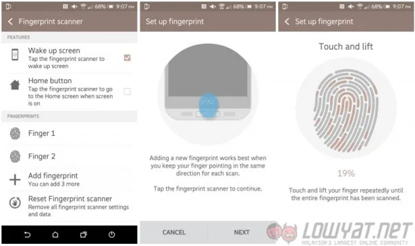 HTC One M9 Plus Fingerprint Sensor Setup