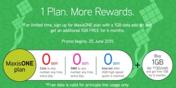 MaxisONE plan Free 1GB Data