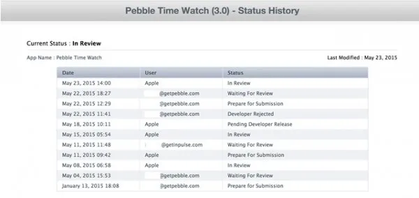 Pebble Time iOS Approval Status