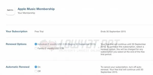 Apple Music Price in Malaysia RM15 Onwards