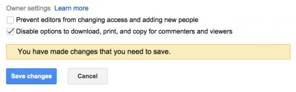 Google Drive Disable Option to Download Print and Copy Shared Files