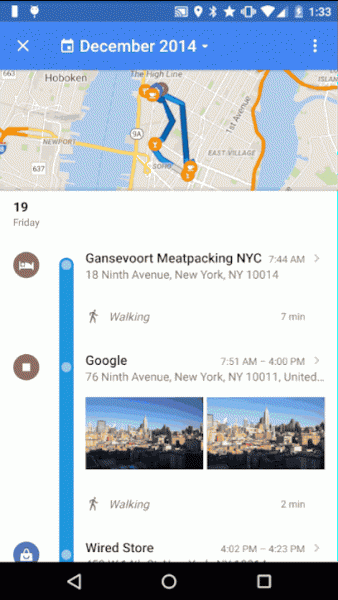 Google Maps Timeline