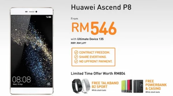 U Mobile Huawei P8 Bundle with Freebies