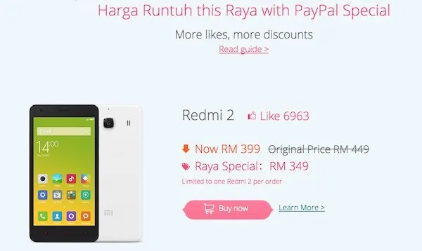 Xiaomi Redmi 2 Hari Raya PayPal Special RM349