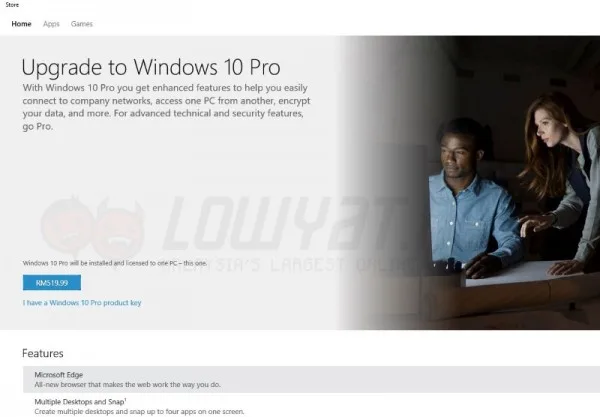 Windows 10 Pro Pack Malaysia