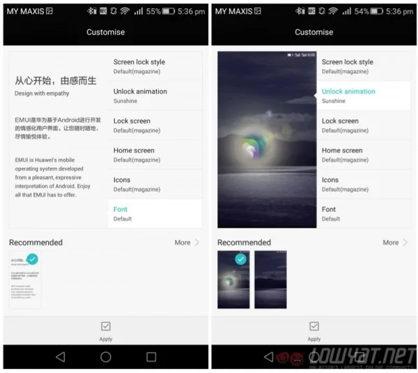 Huawei P8 Themes Change Font and Unlock Style