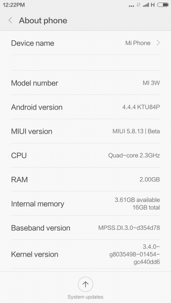MIUI 7 on Xiaomi Mi 3 based on Android KitKat