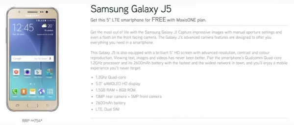 Maxis Samsung Galaxy j5 Bundle