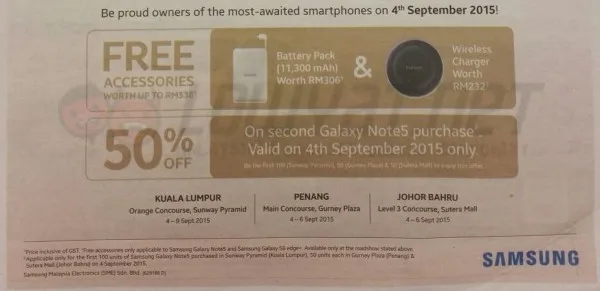 Samsung Galaxy Note 5 and S6 edge Plus Promotion Freebies and Discount