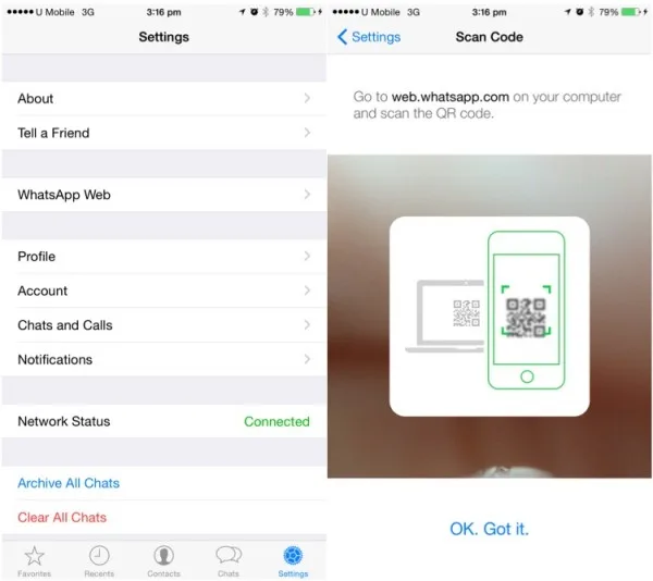 iOS WhatsApp Web