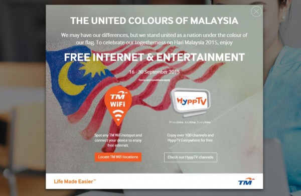 TM WiFi and HyppTV Free Access - Hari Malaysia 2015