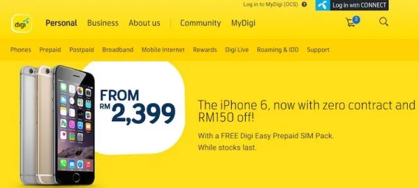 Digi Zero Contract iPhone 6 Prepaid Bundle