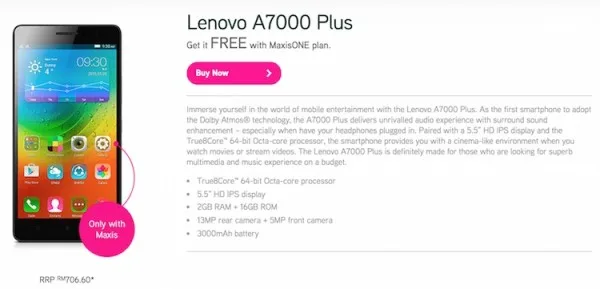 Maxis Lenovo A7000 Plus