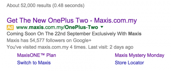 Maxis OnePlus 2 22 September 2015