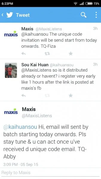 Maxis Oneplus 2 invite