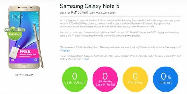 Maxis Samsung Galaxy Note 5 Zerolution